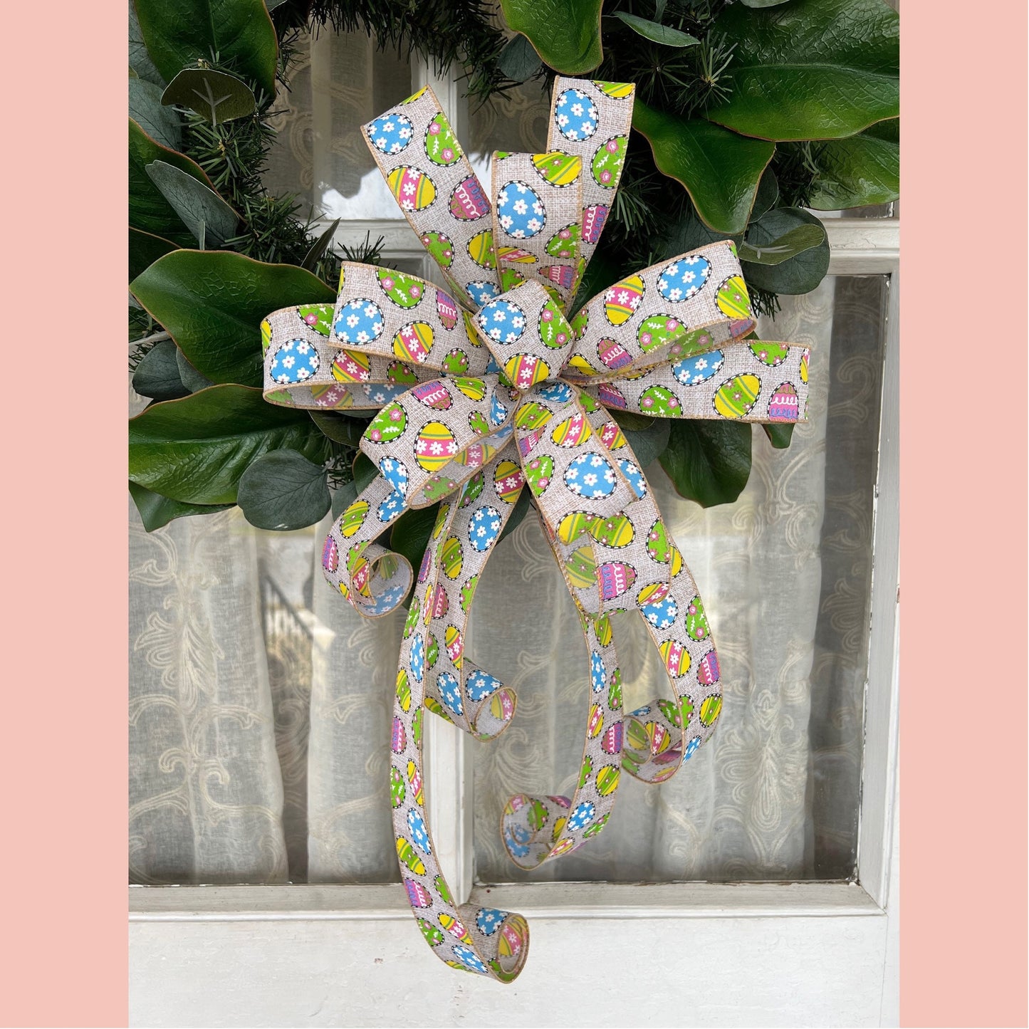 Easter Bow, Easter Egg Bow, Spring Wreath Bow, Easter Bow for Front Door, Easter Decorations, Front Door Decor