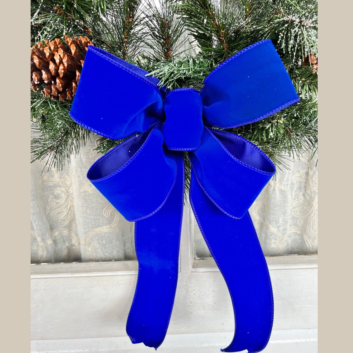 Blue Velvet Bow / Blue Christmas / Royal Blue Velvet Christmas Bow