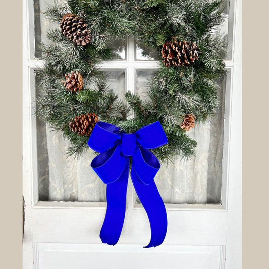 Blue Velvet Bow / Blue Christmas / Royal Blue Velvet Christmas Bow