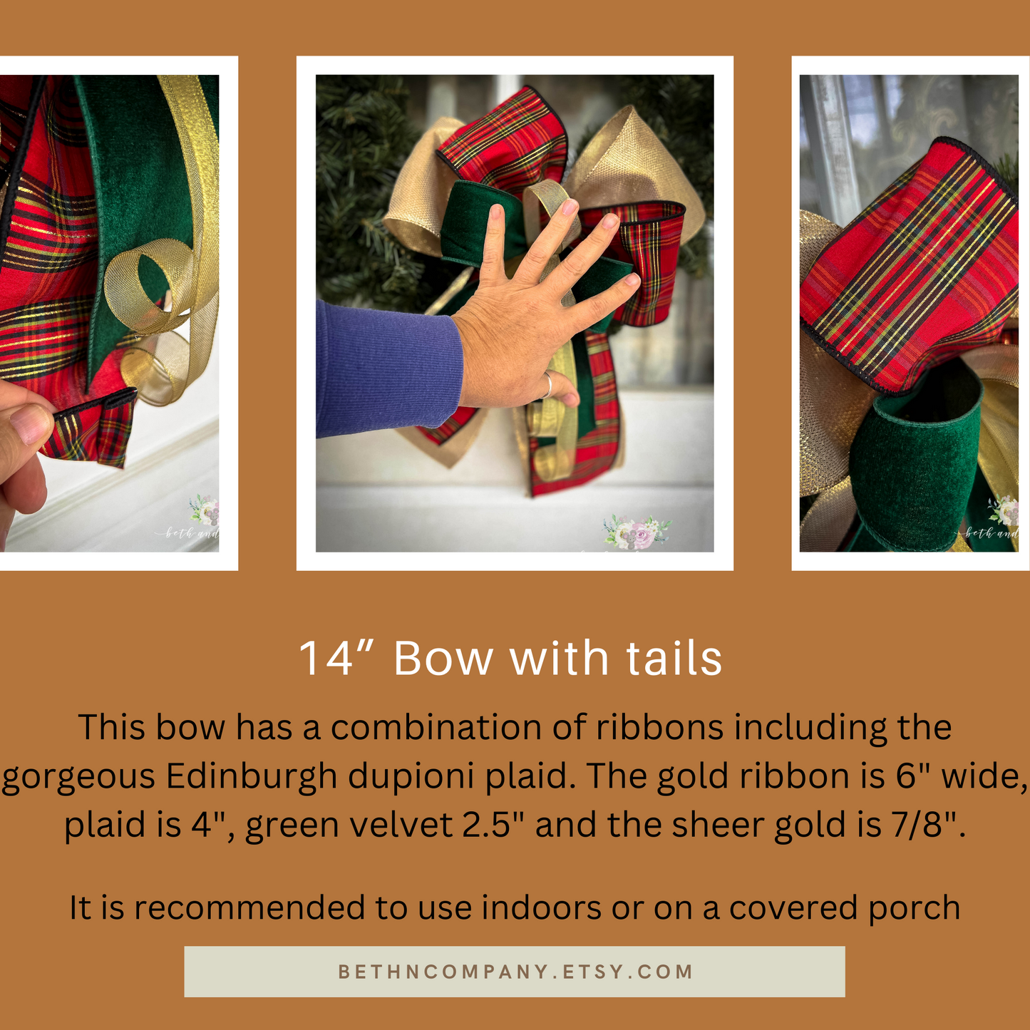 Elegant Edinburgh Plaid Christmas Bow