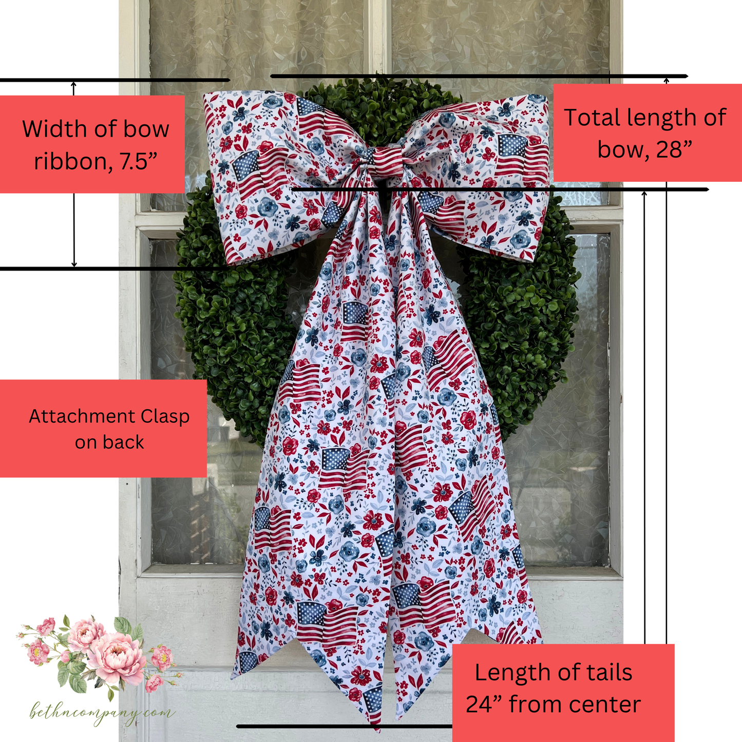 Oversized American Flag Fabric Bow