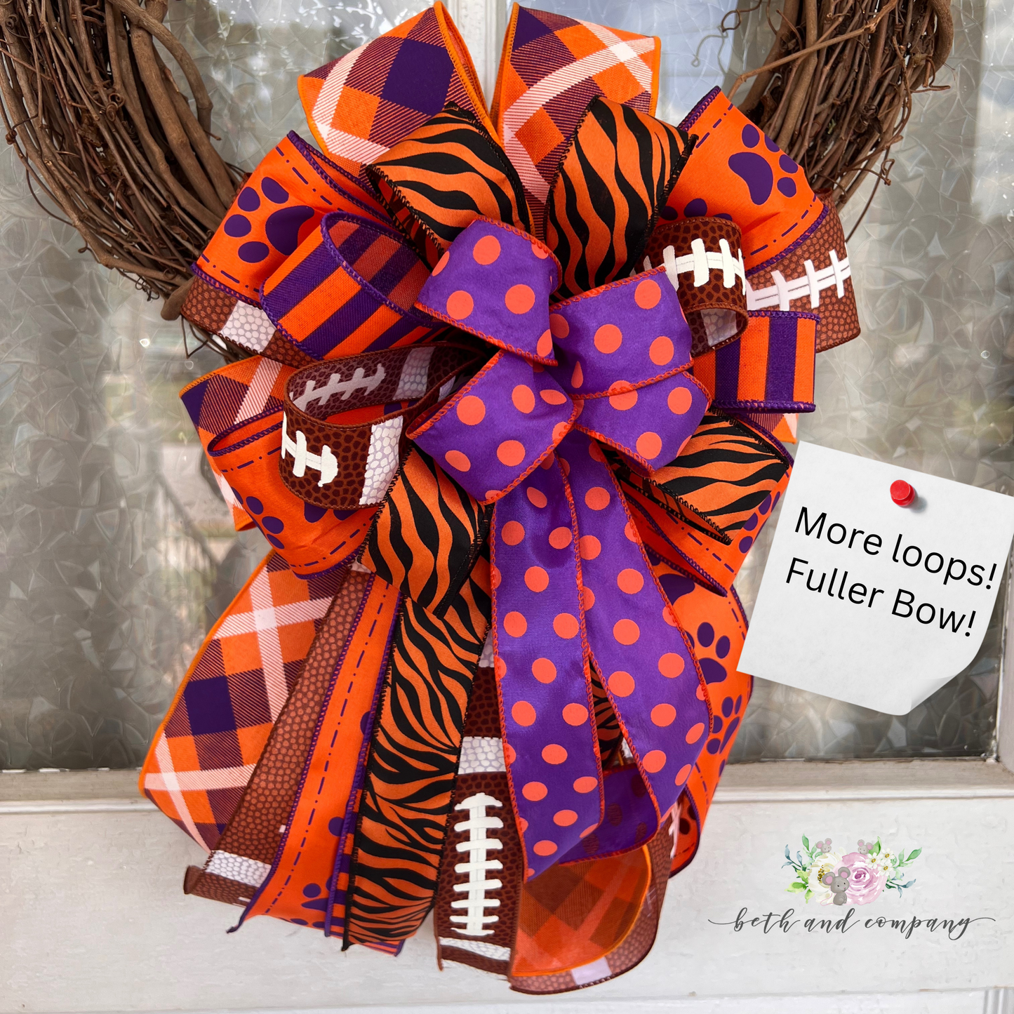 Clemson Tigers Inspired Wreath Bow, Game Day Bow