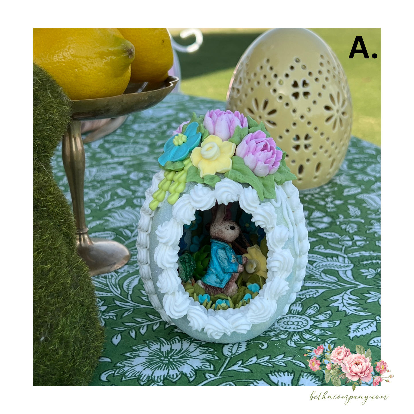 Vintage Bunny with Blue Coat Sugar Egg