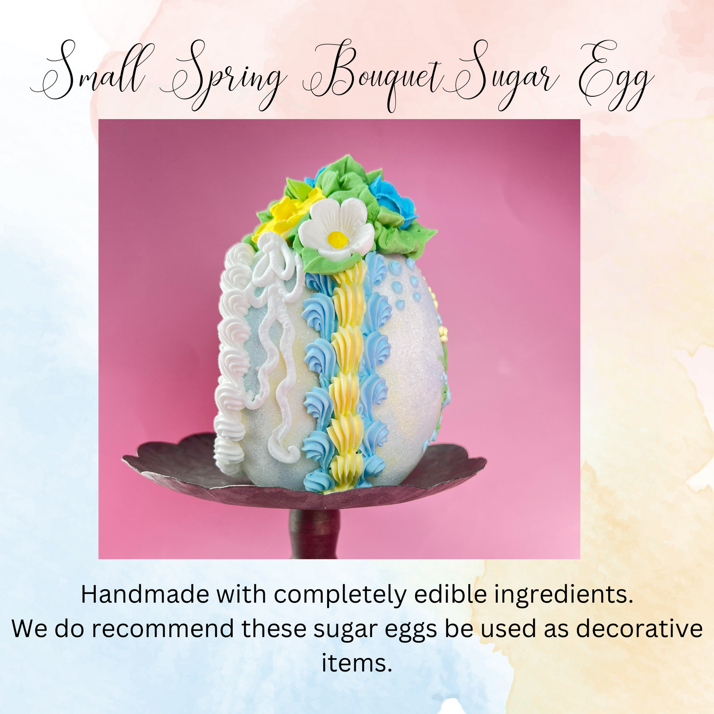 Small Spring Bouquet Sugar Raster Egg with Standing Bunny Inside