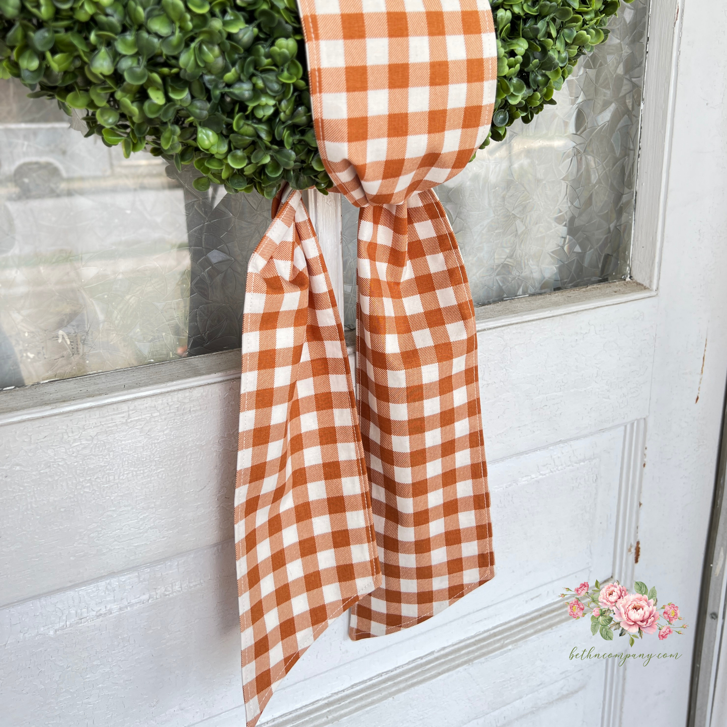 Fall Wreath Sash Pumpkin Spice Plaid Wreath Decor Buffalo Plaid Front Door Decor Wreath Sash Handmade Fabric Sash Fall Decoration
