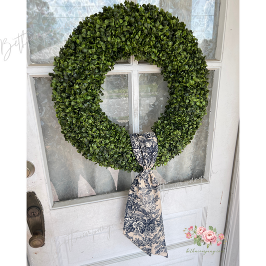 Navy Toile Wreath Sash