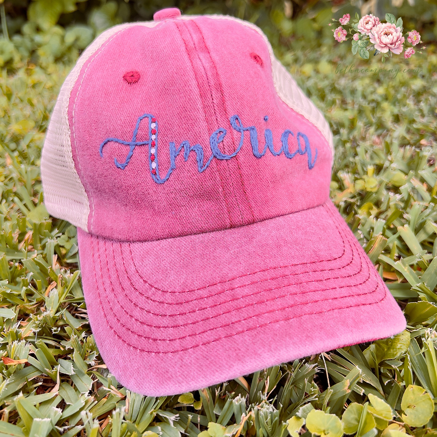 Hand-Lettered “America” Cap | Handmade Patriotic Style