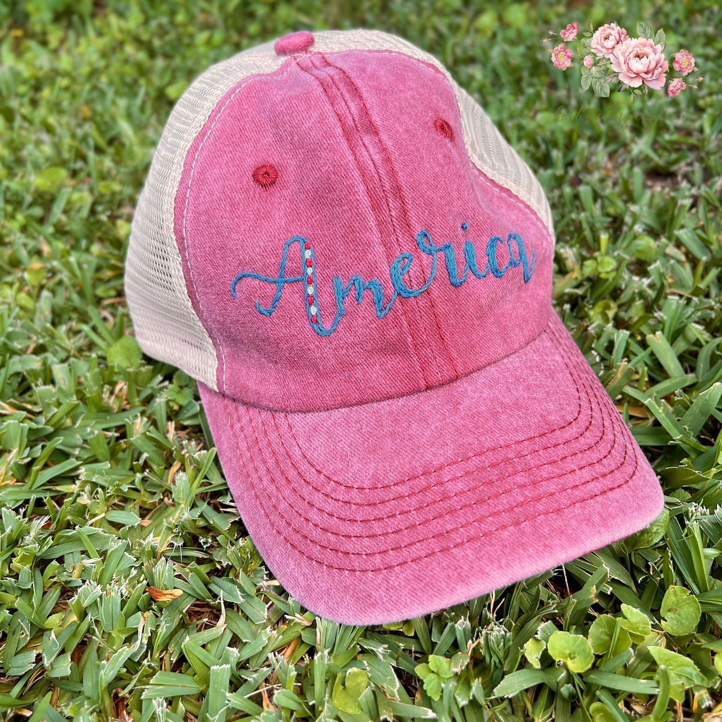 Hand-Lettered “America” Cap | Handmade Patriotic Style
