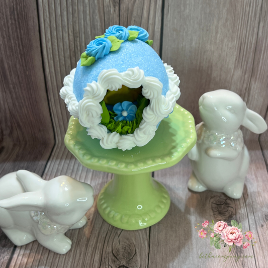 Sugar Easter Egg - Extra Small Blue Sugar Egg with Duckling inside.