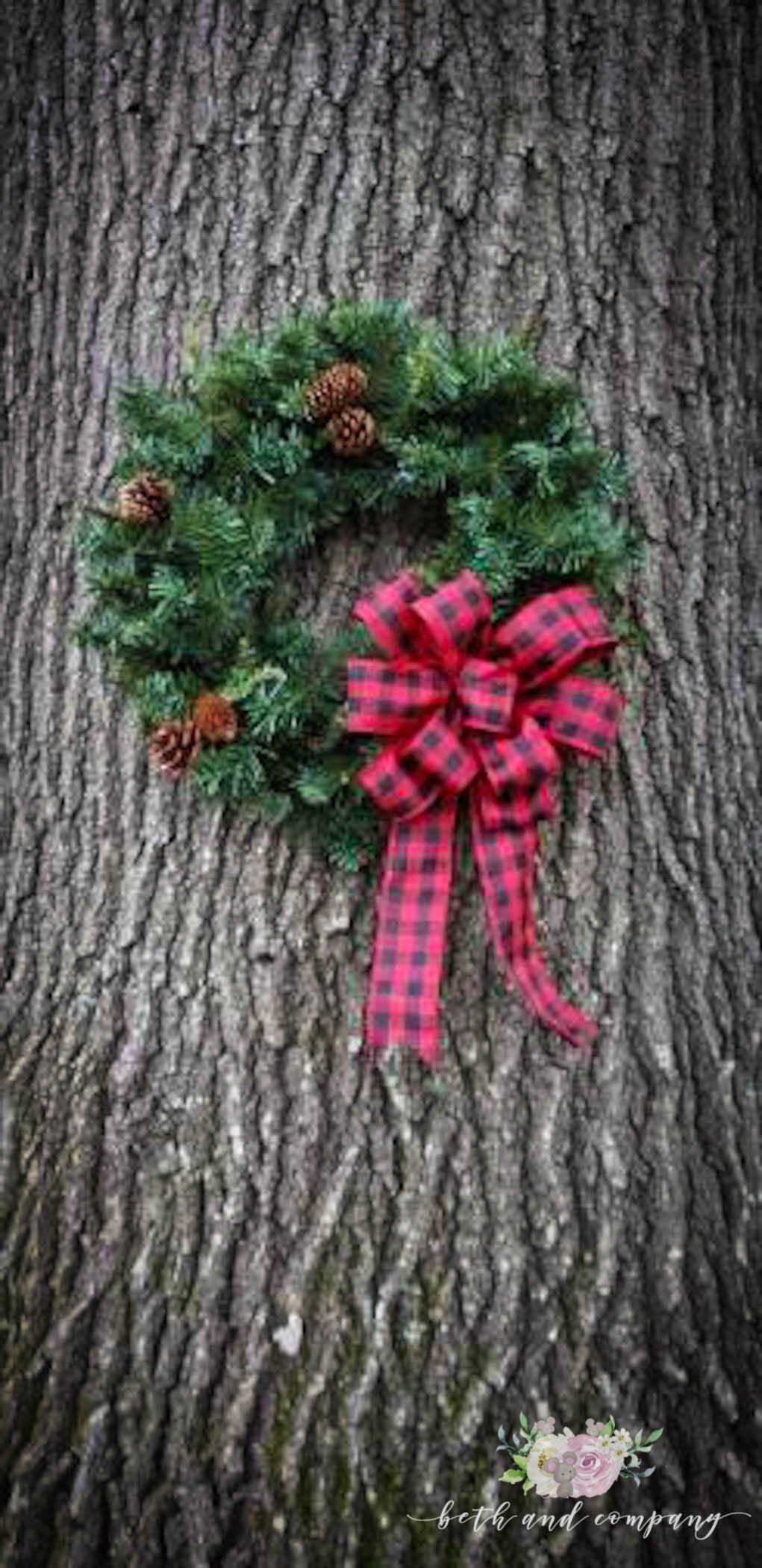 Red and Black Buffalo Plaid Wreath Bow, Thin Profile Bow, Christmas Lodge Wreath Bow, Rustic Wreath Bow, Mailbox Swag Bow