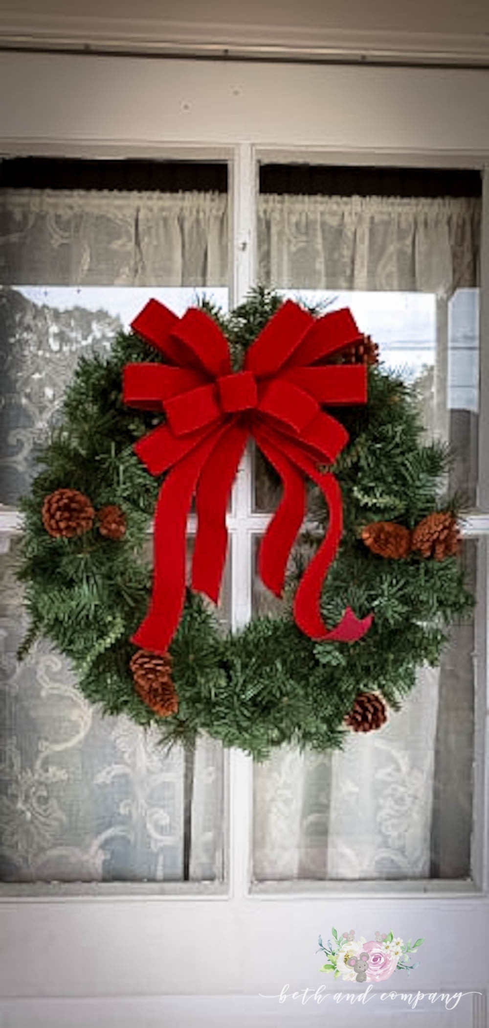 Christmas Bow OUTDOOR Red Velvet Christmas wreath bow red Christmas bow with plastic liner