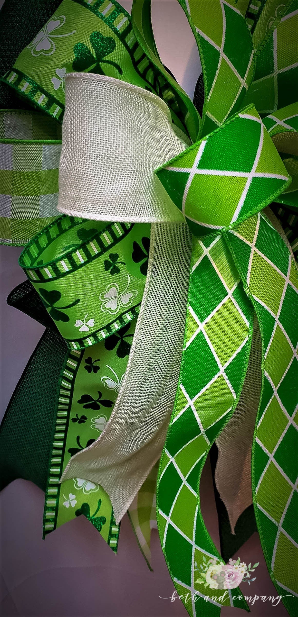 St Patricks Day Bow for front door, St Pattys day wreath bow, St Patricks Lantern Bow, Green bow, Green Wreath Bow for St Pattys