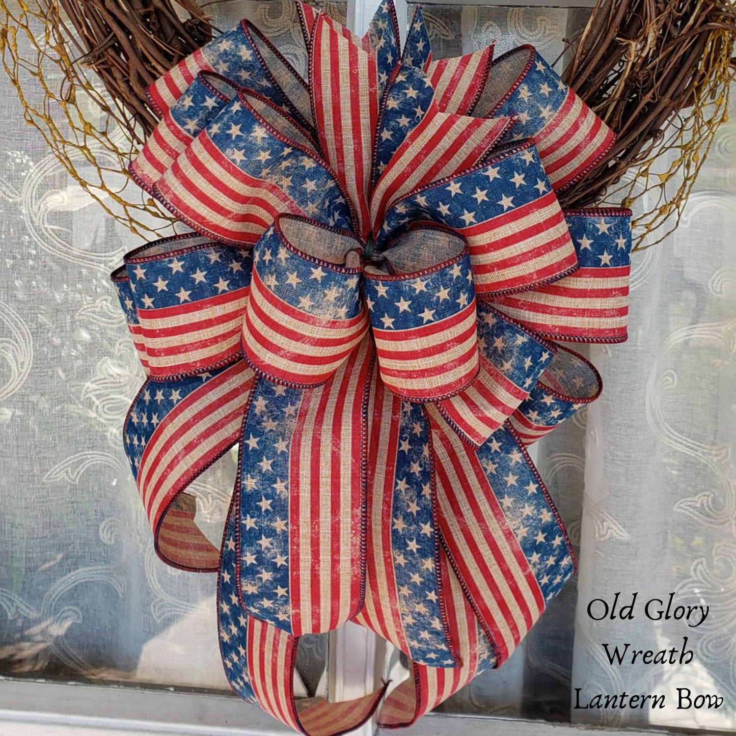 Patriotic Bow Fourth of July Bow Vintage American Flag Bow Eagle Scout Décor Flag Day Patriotic Decoration Labor Day Memorial Day Decor