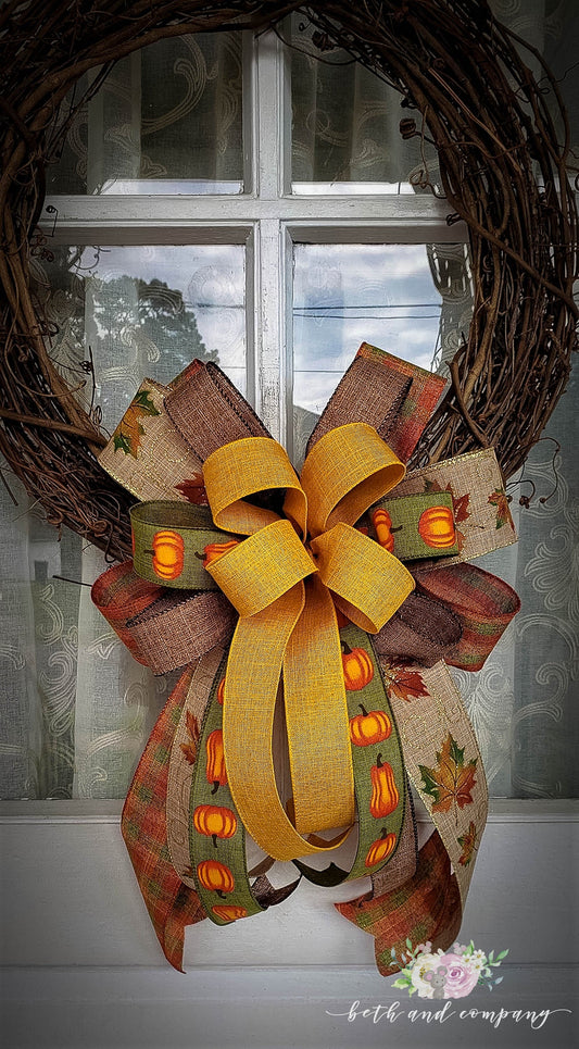 Fall Bow for Wreath Sunflower Yellow Fall Wreath Bow Fall Wedding Decor