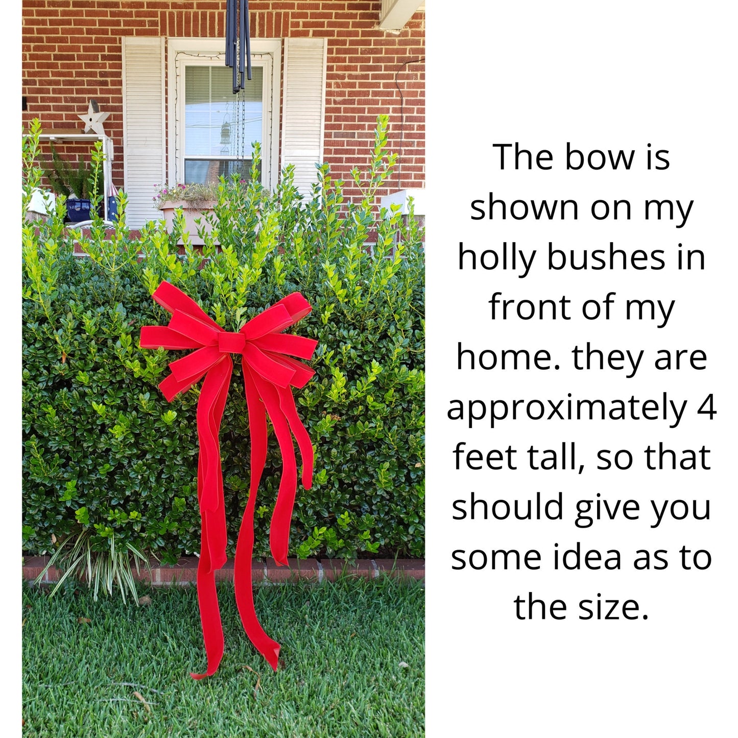 OUTDOOR Large Red Velvet Wreath Bow, Bow for 3-4 Foot Wreath with plastic liner