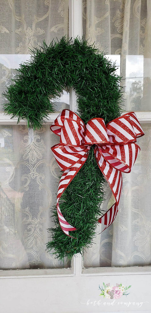 Christmas Bow Candy Cane Christmas Bow Red White Bow for Wreath