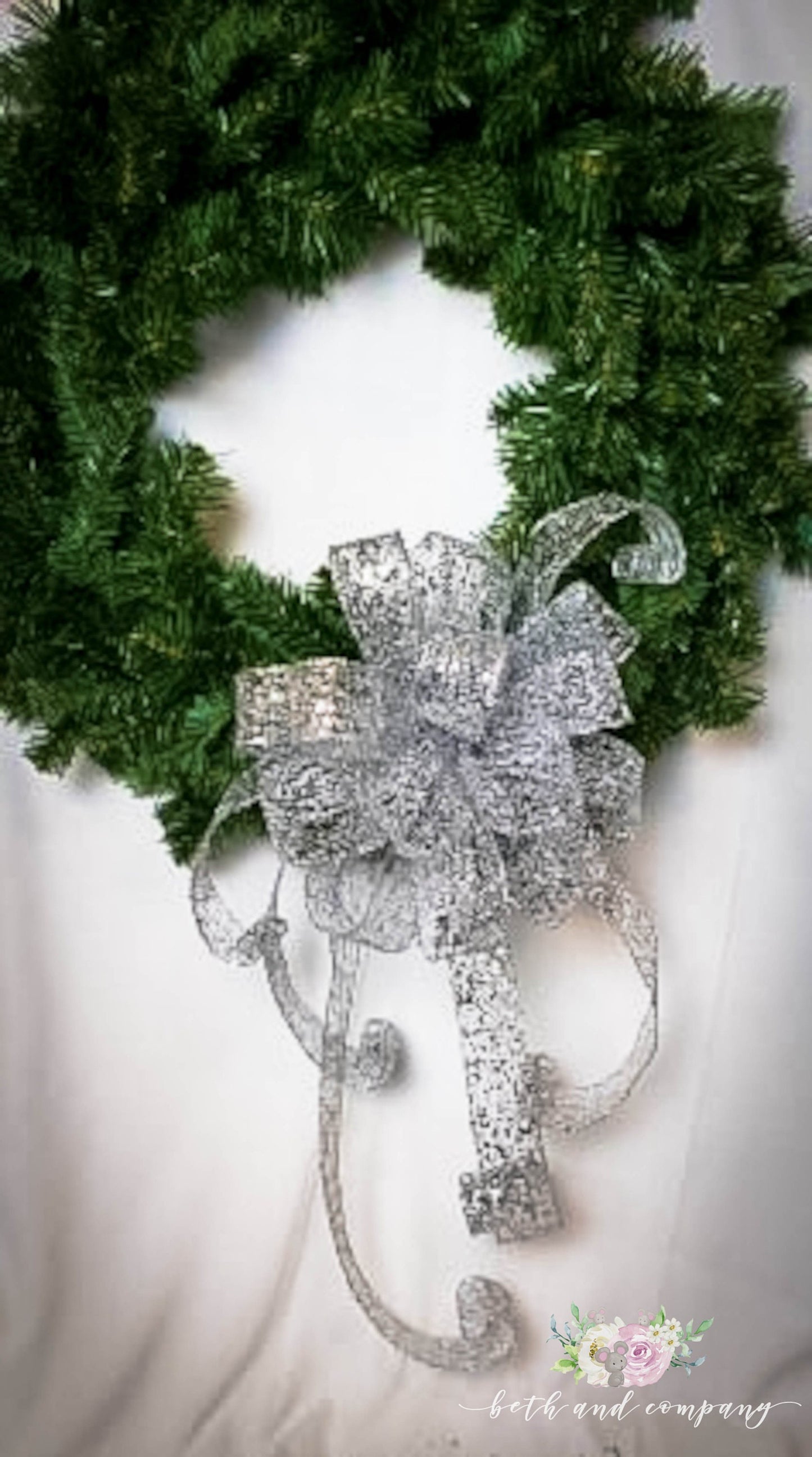 Silver Christmas Bow  Christmas Wreath Bow Silver Christmas Decorations