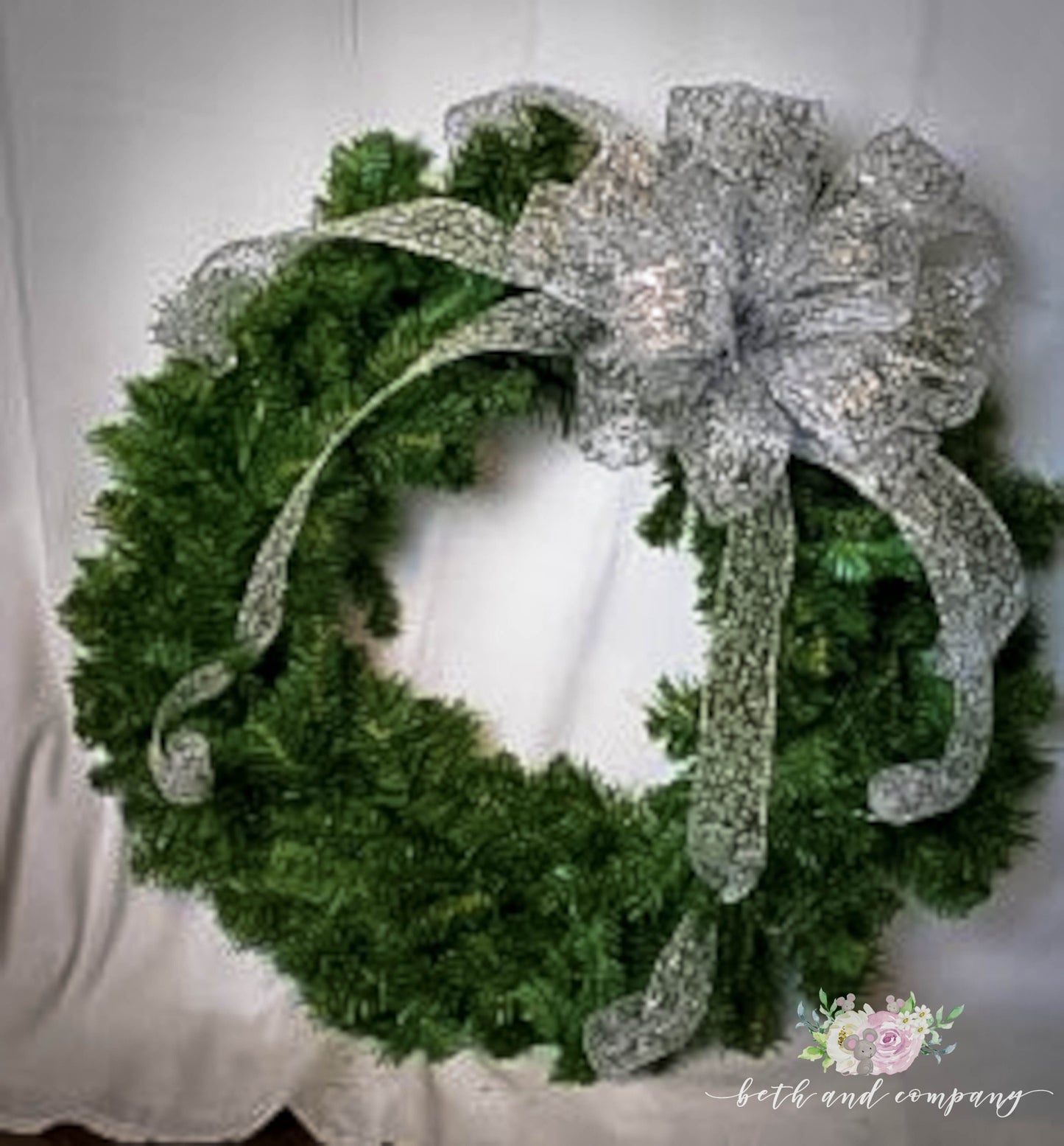 Silver Christmas Bow  Christmas Wreath Bow Silver Christmas Decorations