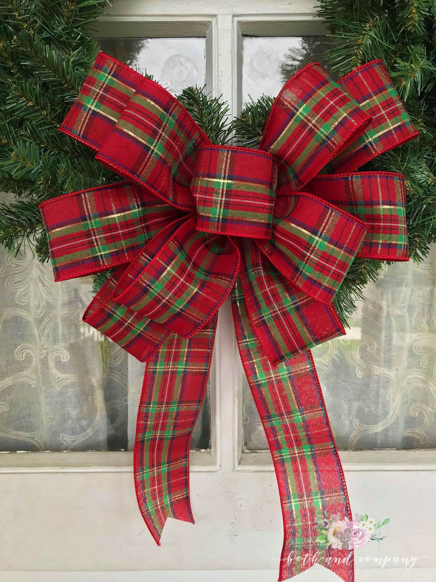 Christmas Bow for Front Door Traditional Christmas Tartan Plaid Bow Indoor Covered Porch Decor Free Shipping