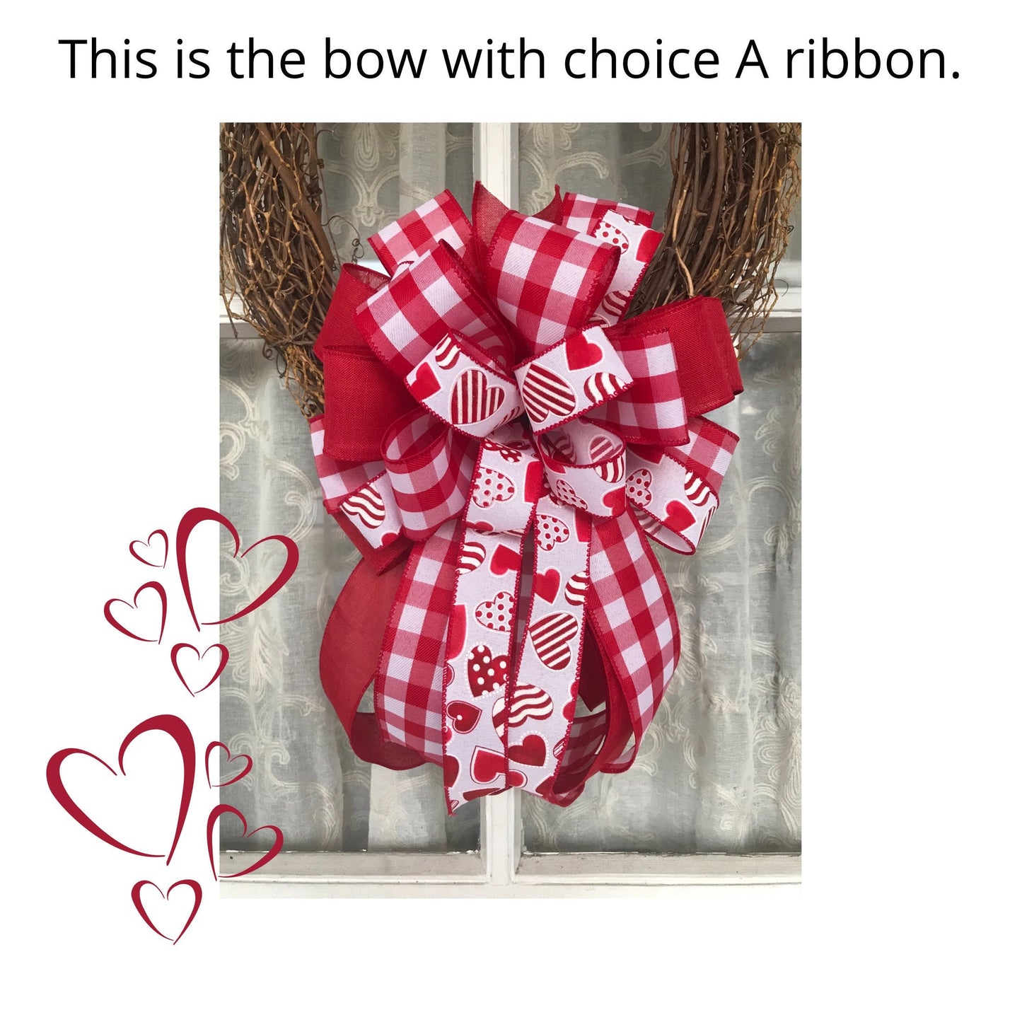 Valentine's Day Buffalo Plaid wreath bow Valentines decoration red wreath bow