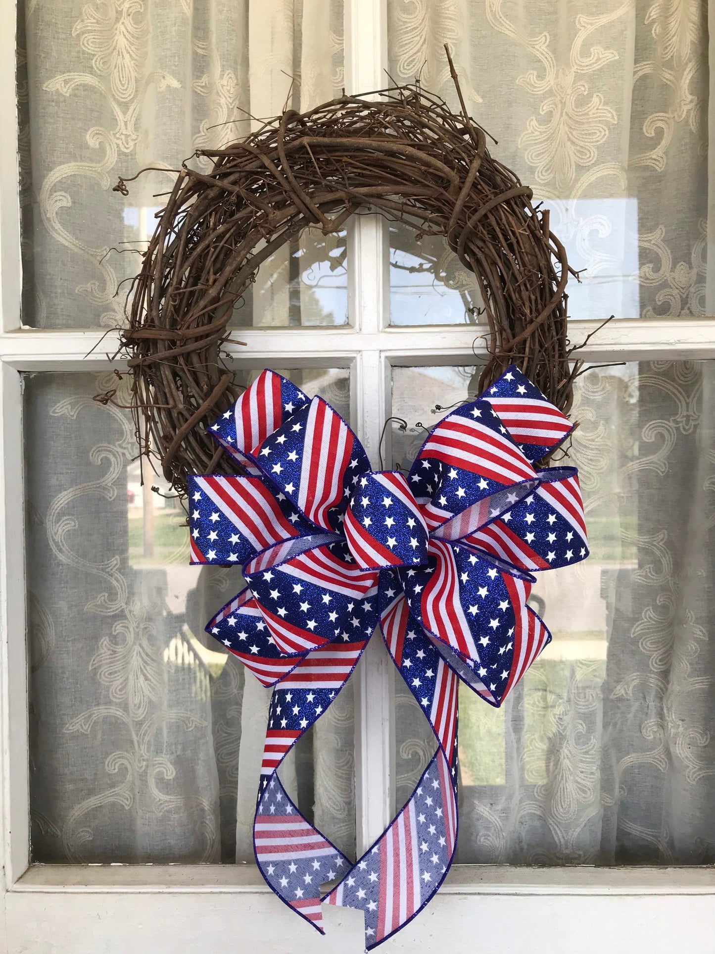Patriotic Bow Fourth of July Bow Glitter Red White and Blue Bow Flag Day