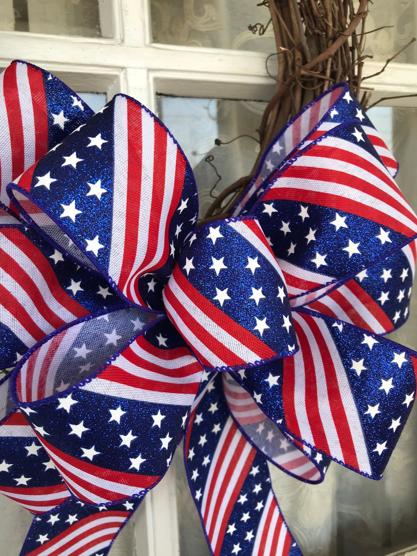 Patriotic Bow Fourth of July Bow Glitter Red White and Blue Bow Flag Day