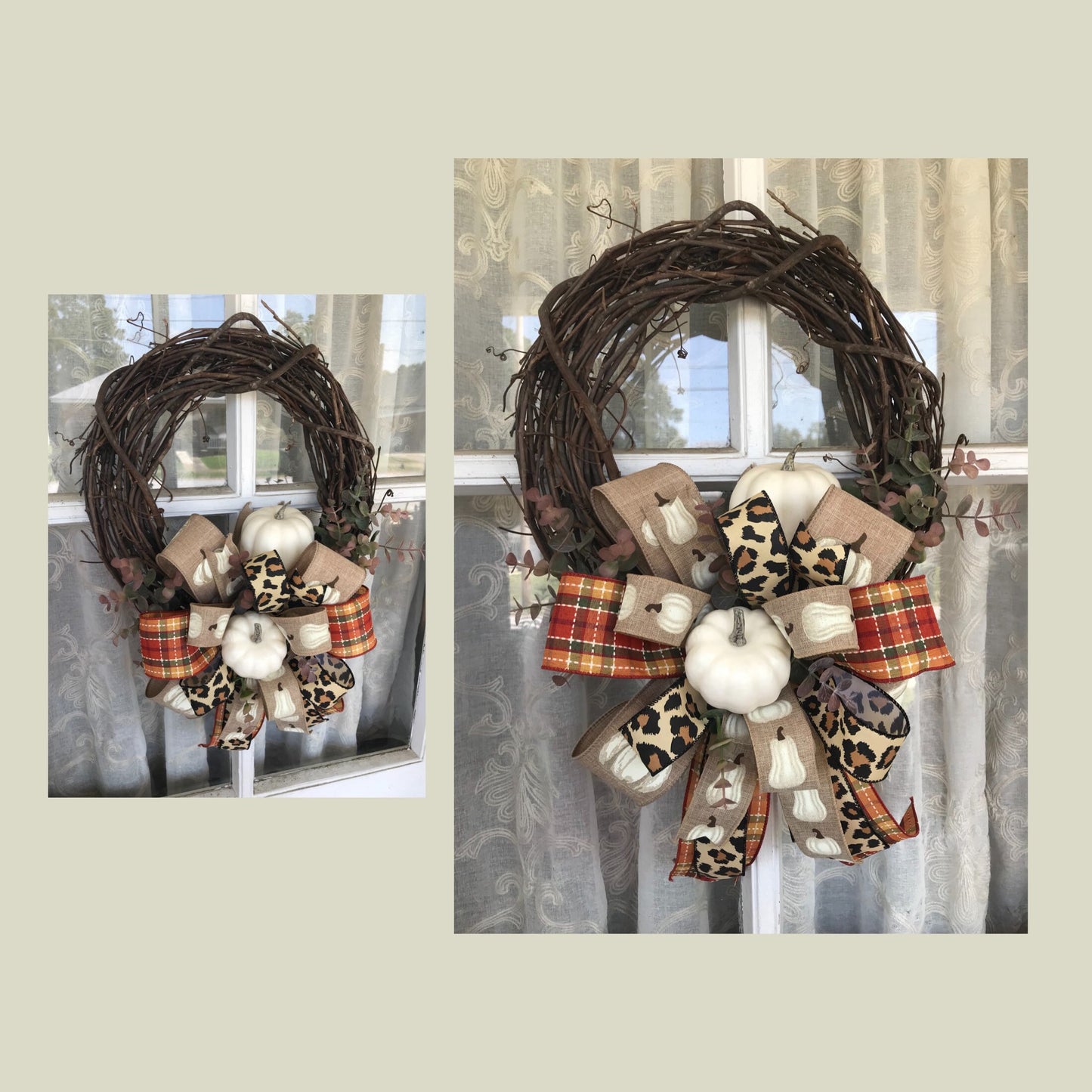 Fall Decor, White Pumpkin Fall Wreath, Farmhouse Fall Wreath