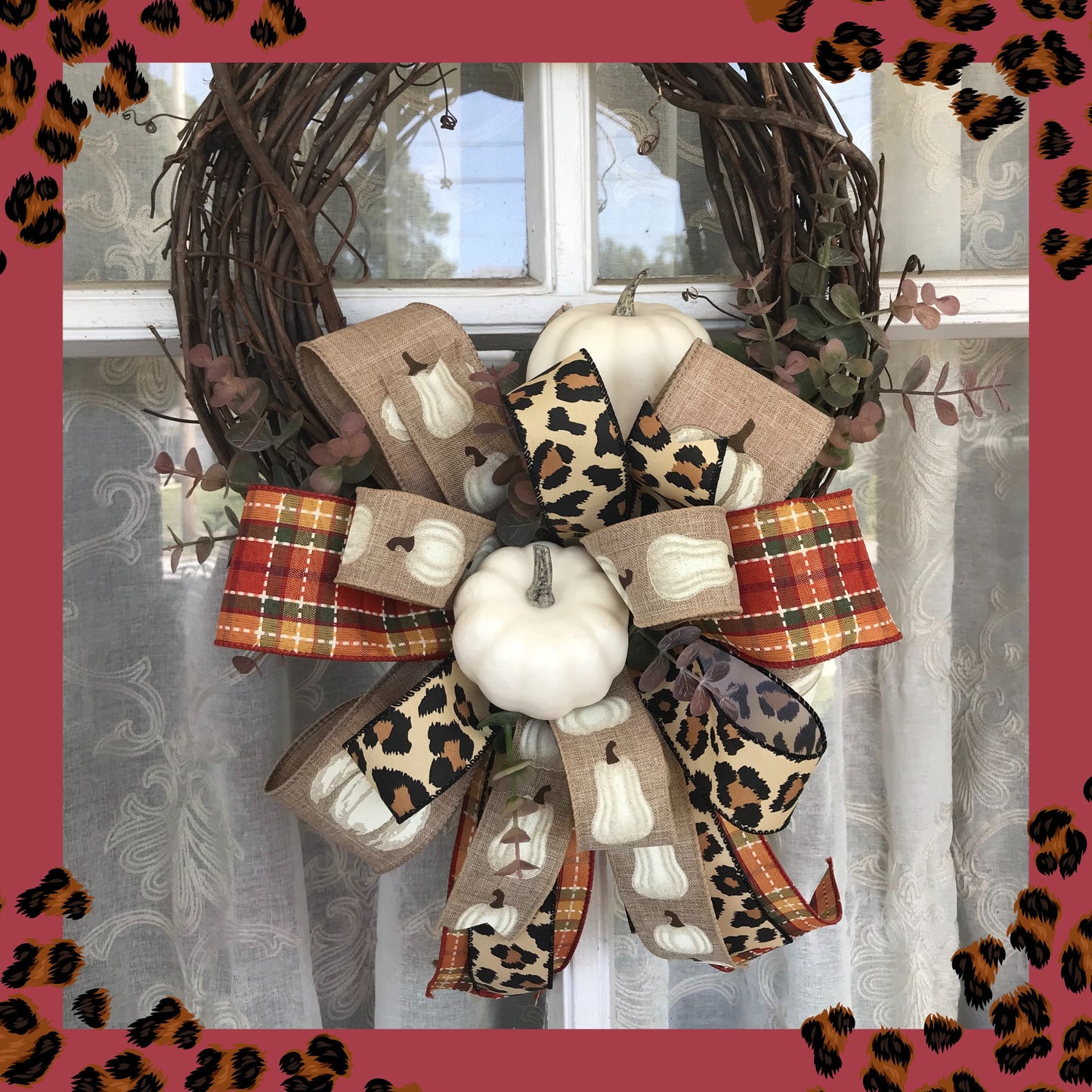 Fall Decor, White Pumpkin Fall Wreath, Farmhouse Fall Wreath