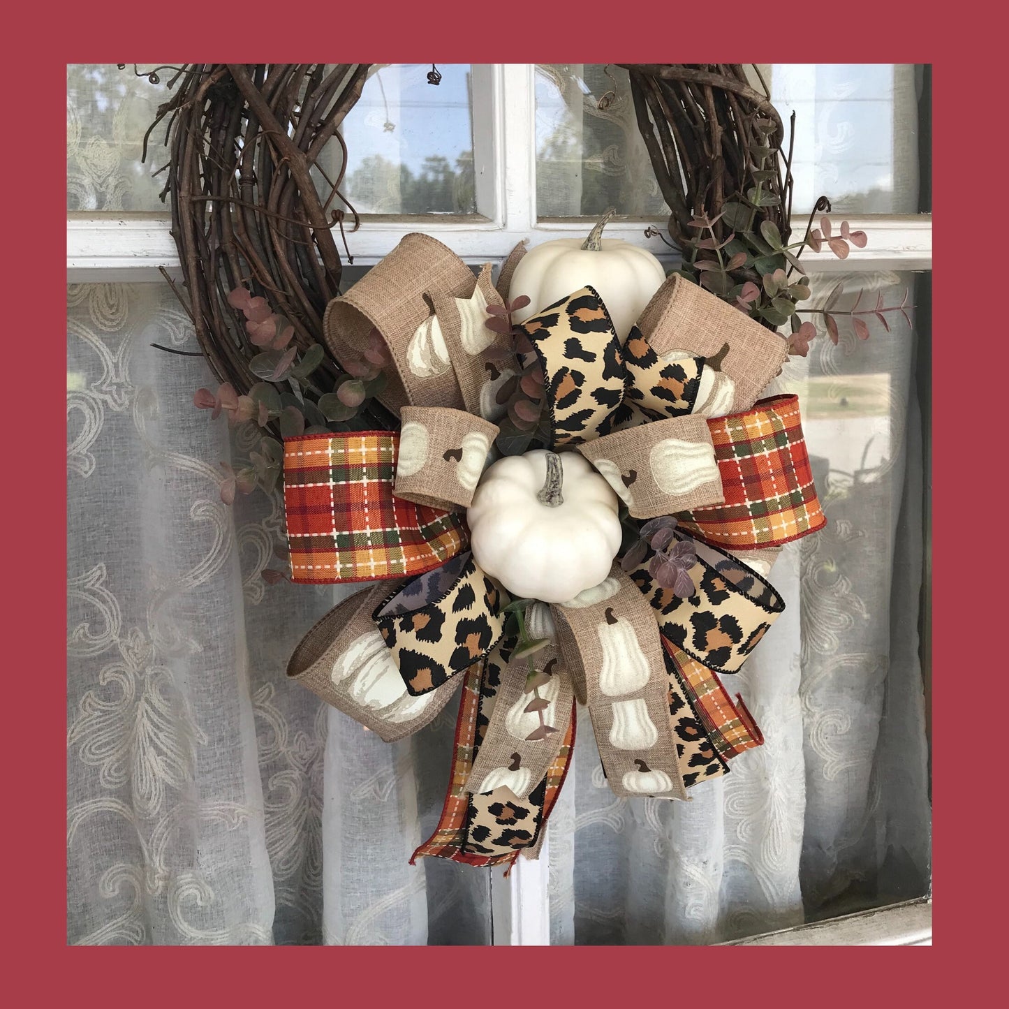 Fall Decor, White Pumpkin Fall Wreath, Farmhouse Fall Wreath