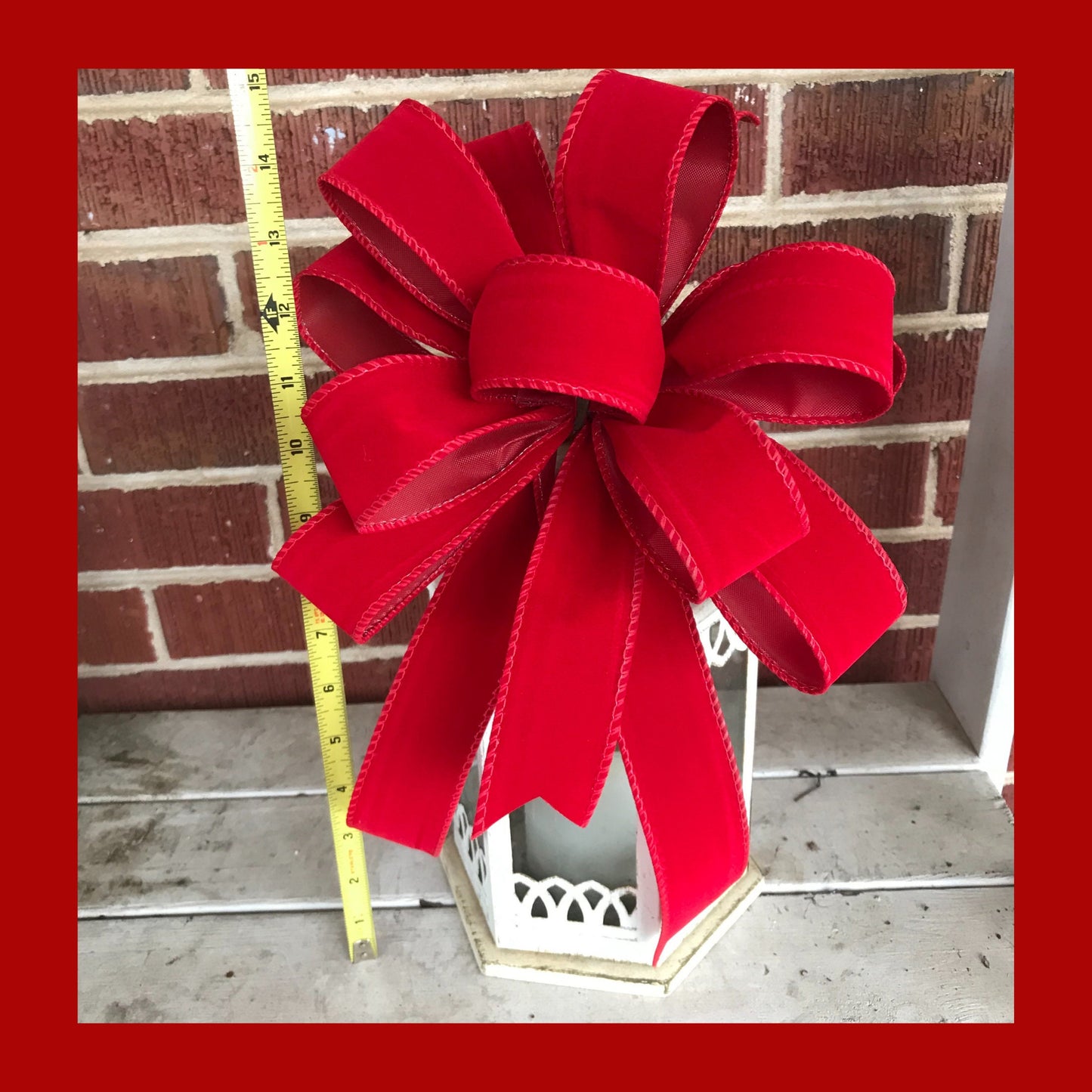 OUTDOOR Red Velvet Christmas Lantern bow red velvet bow with and without plastic liner