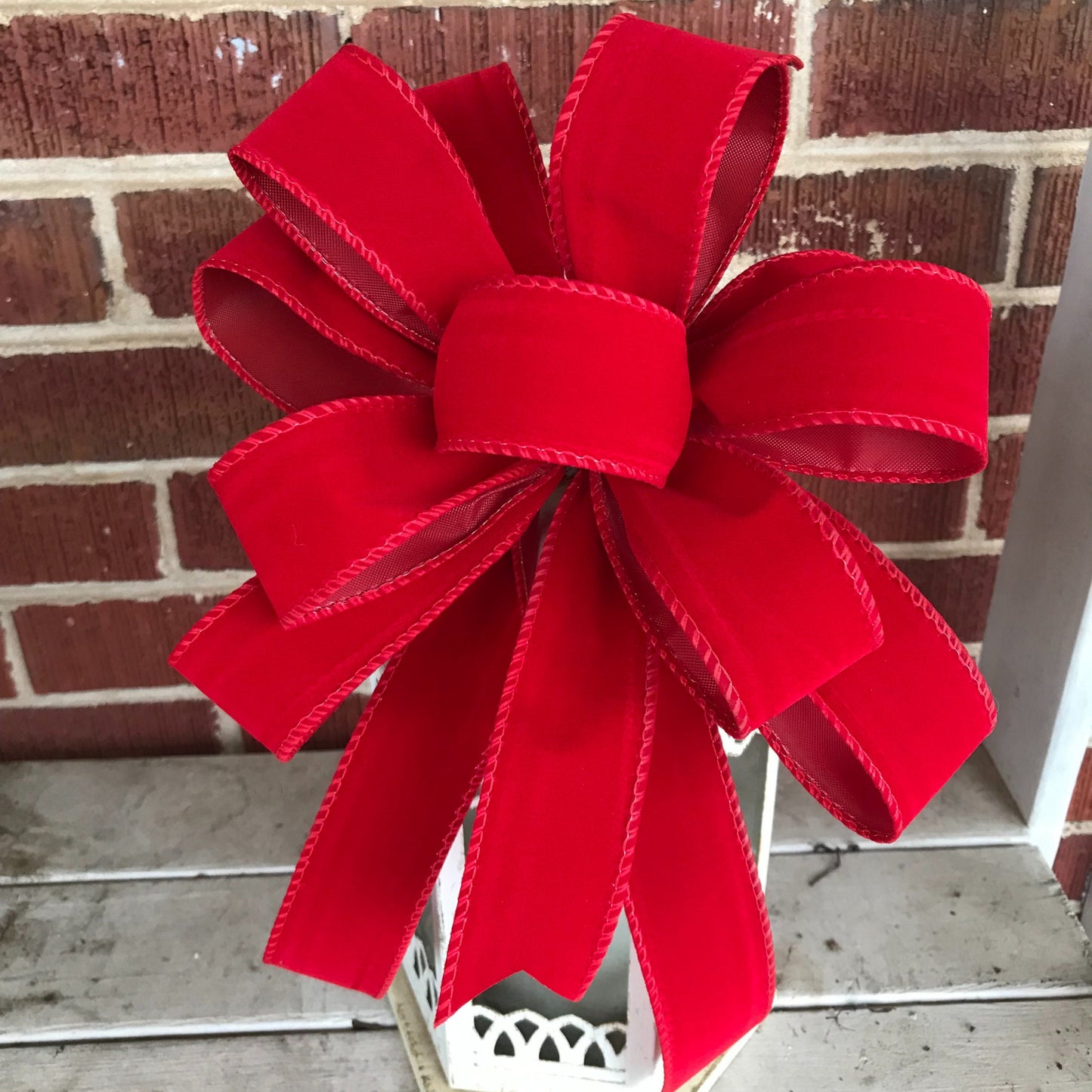 OUTDOOR Red Velvet Christmas Lantern bow red velvet bow with and without plastic liner