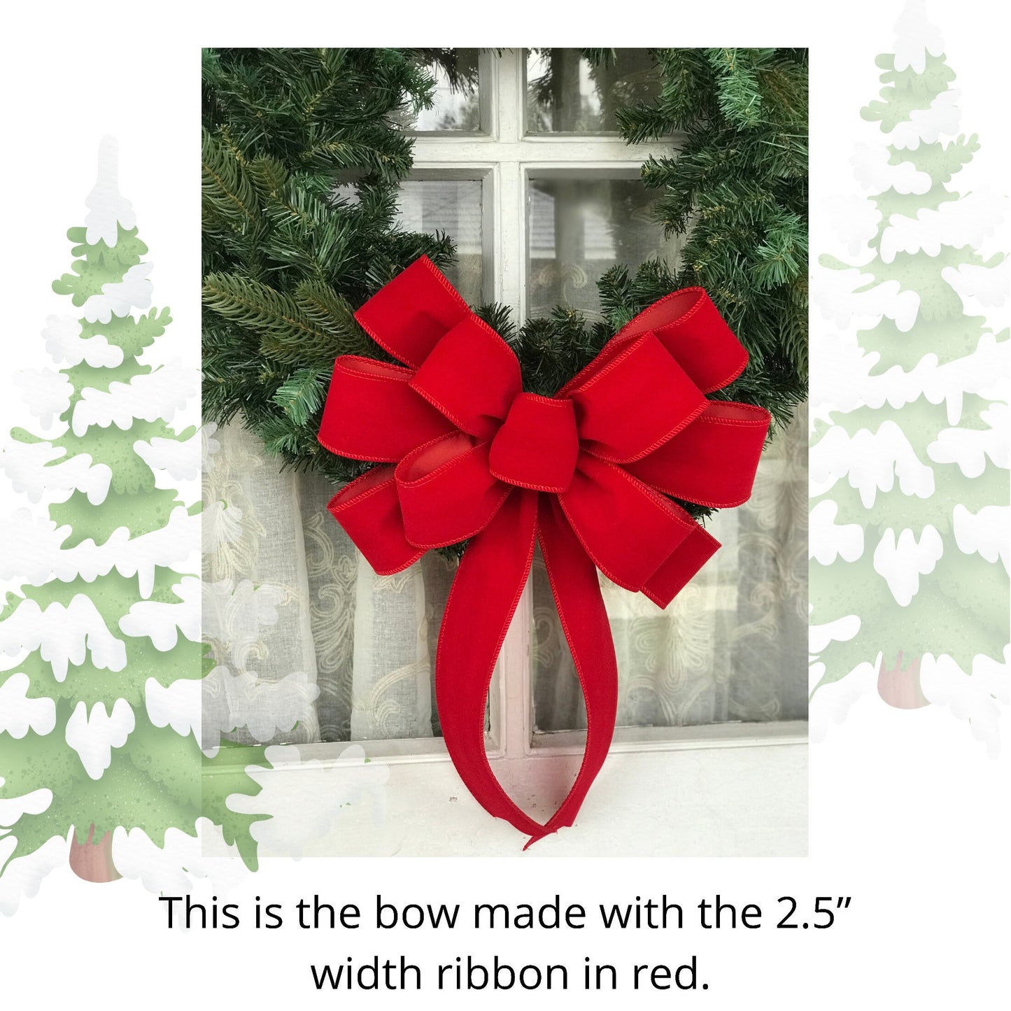 Christmas Bow OUTDOOR Red Velvet Christmas wreath bow red Christmas bow with plastic liner