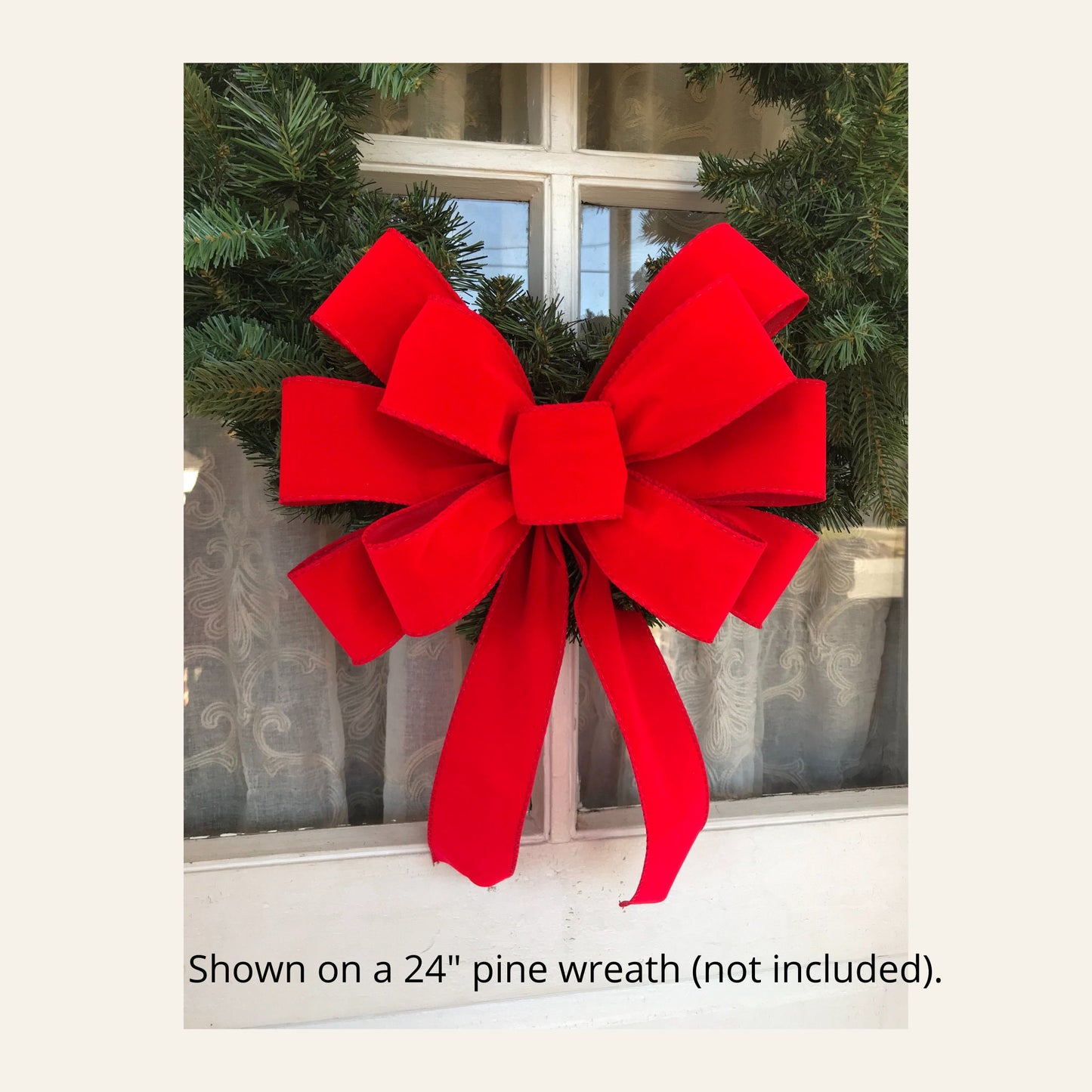 OUTDOOR Bright Red Velvet Christmas bow with liner