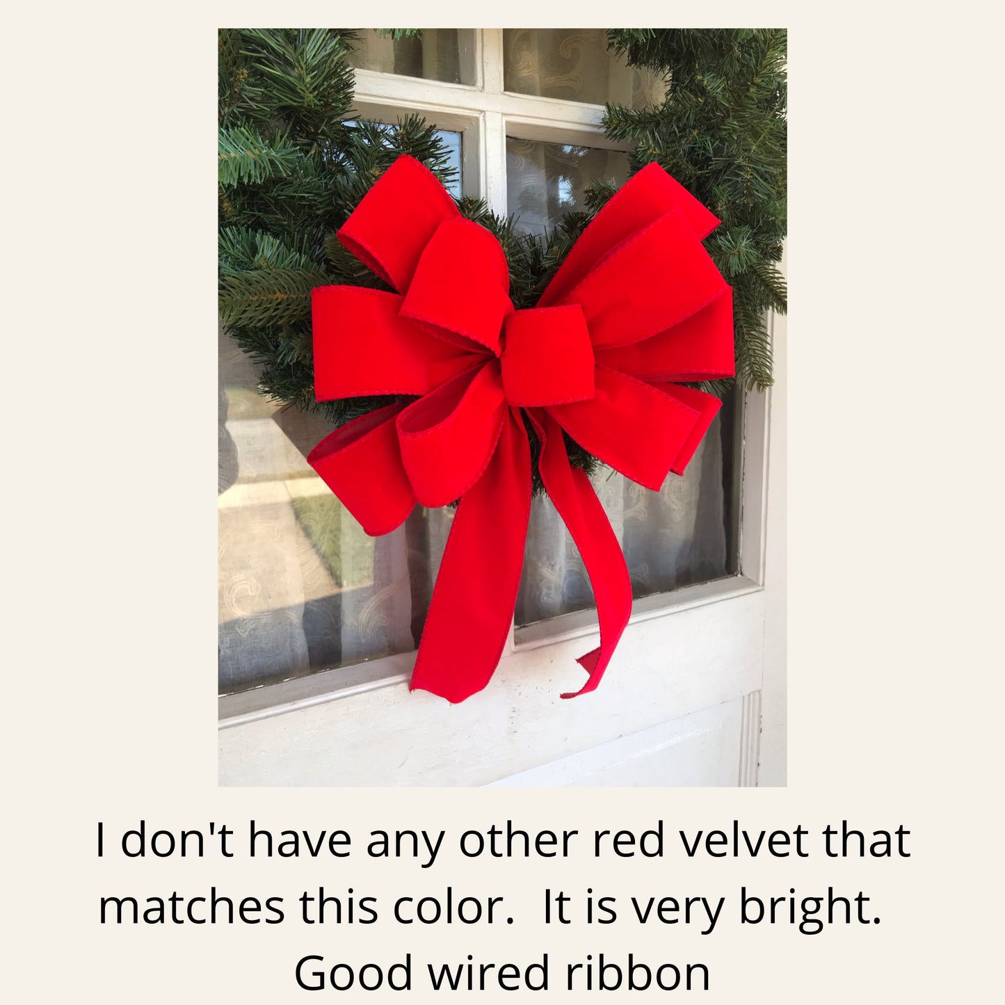 OUTDOOR Bright Red Velvet Christmas bow with liner