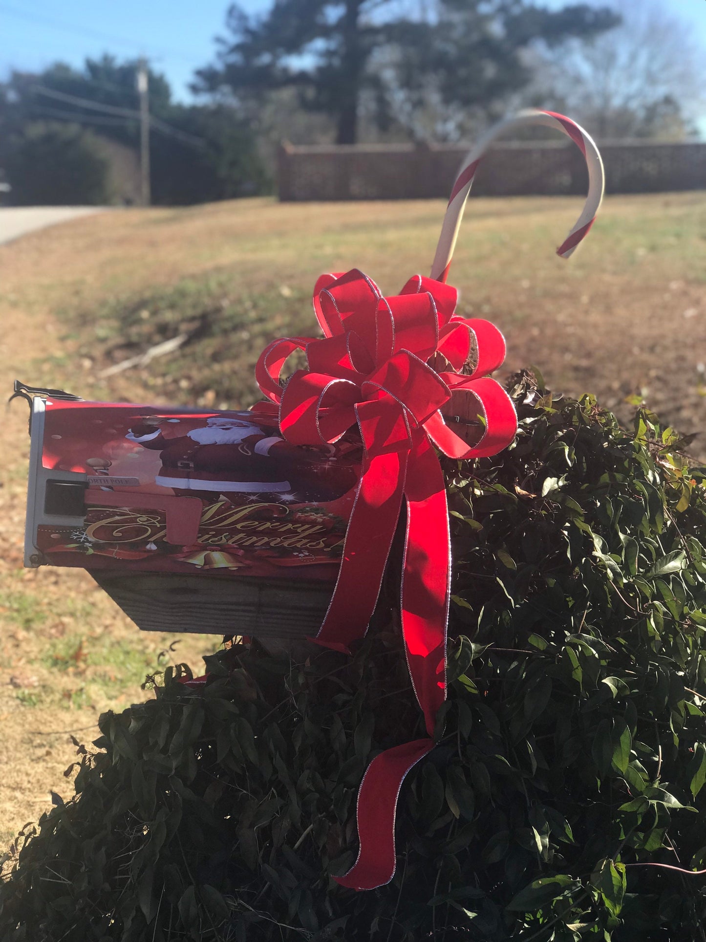 OUTDOOR Red Velvet Silver or Gold Trim Christmas Mailbox bow Weatherproof Christmas Bow 2.5" width wired red velvet