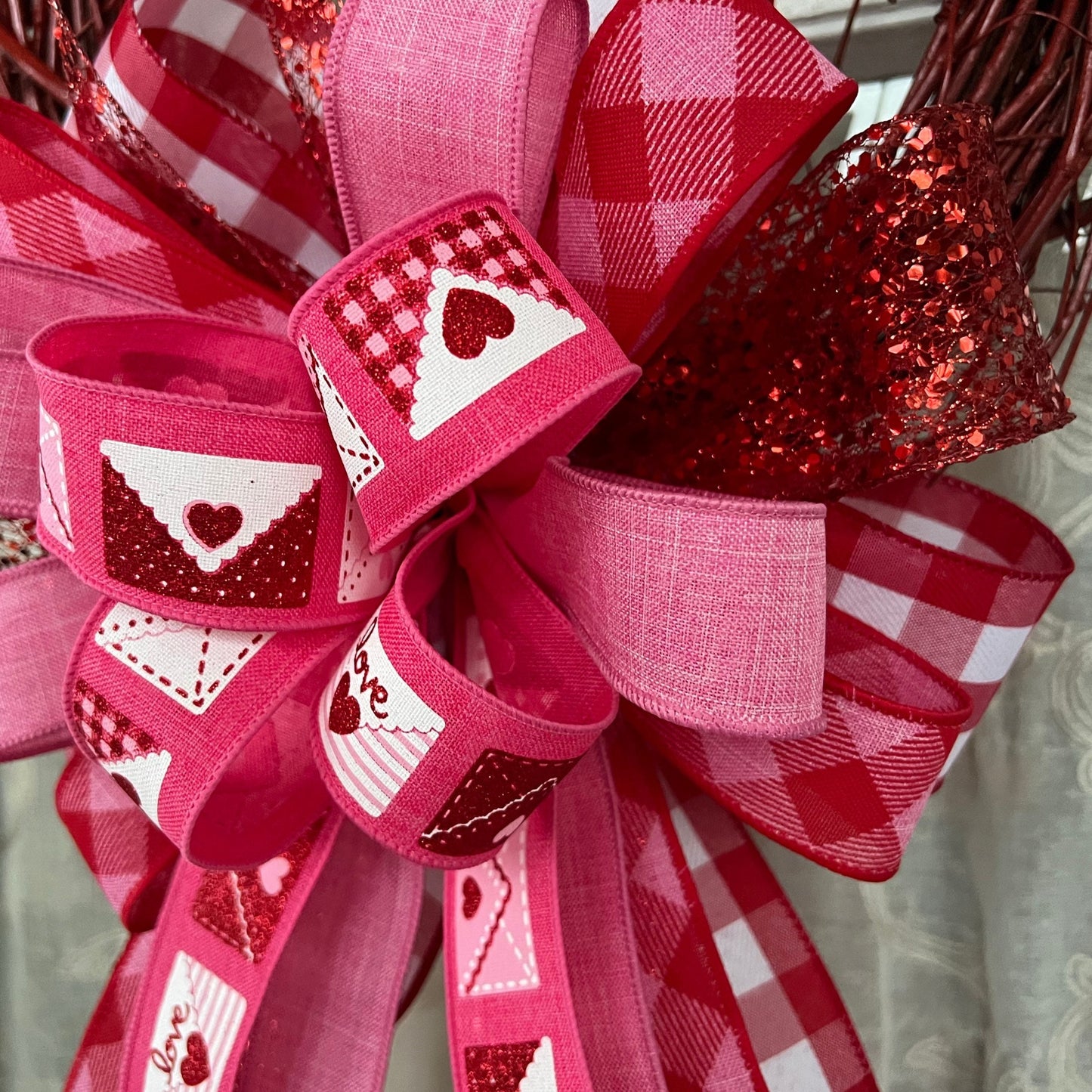 Valentine bow | Valentine Envelope wreath bow | Valentines Day Decor