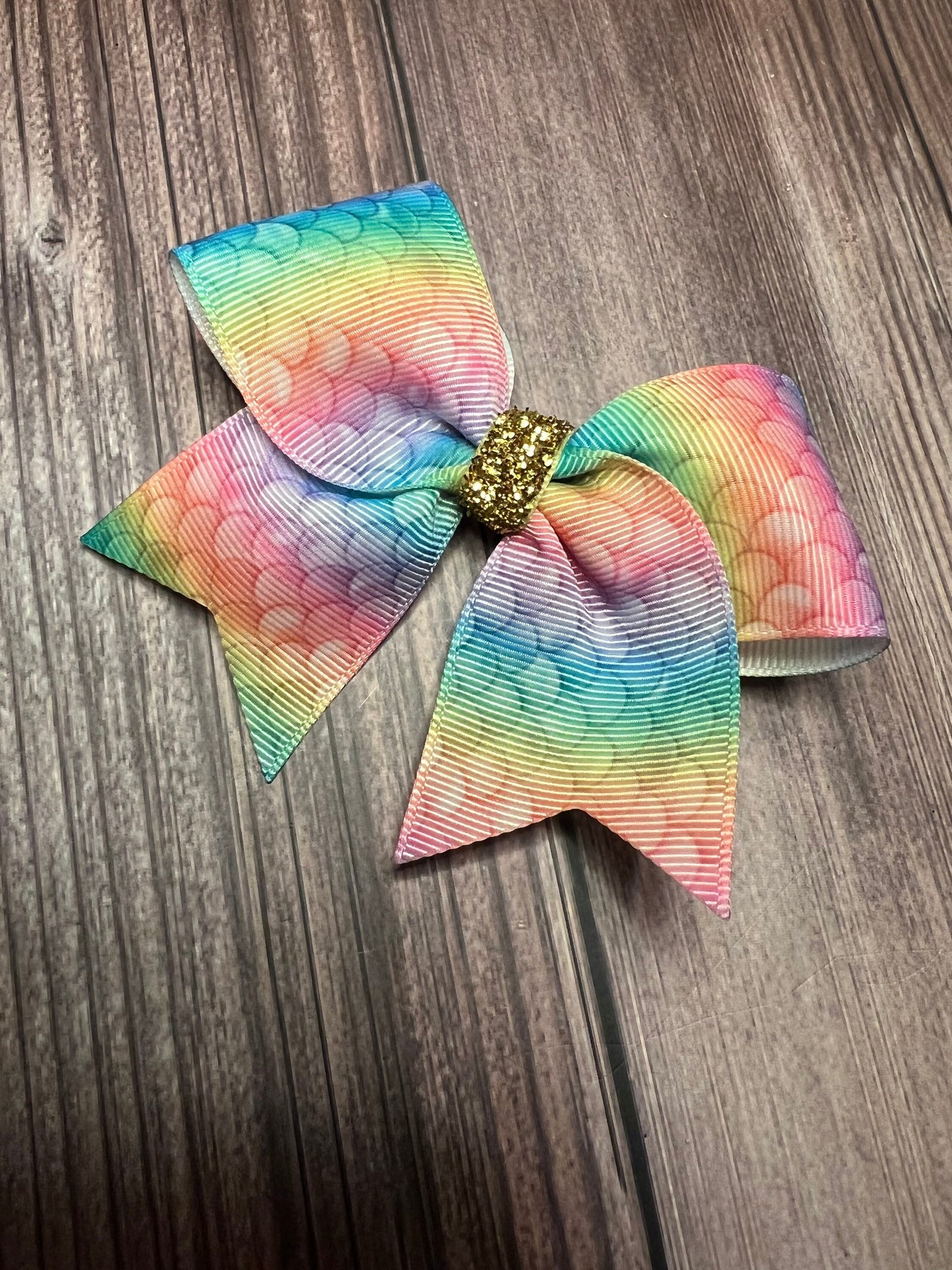 Small Hair-bow, Mermaid Toddler Hair Bow, Rainbow Mermaid, Clip on Toddler Bow