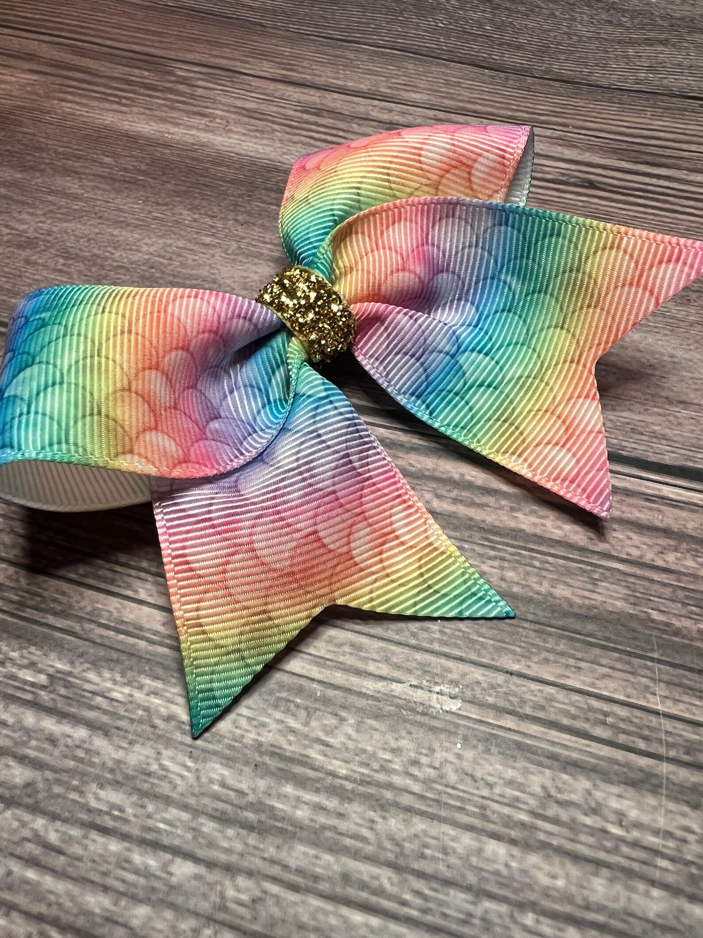 Small Hair-bow, Mermaid Toddler Hair Bow, Rainbow Mermaid, Clip on Toddler Bow