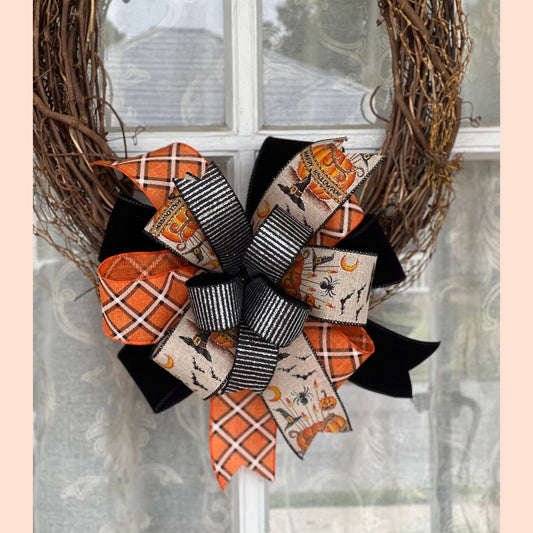 Halloween Bow for Front Door Decor Vintage Inspired Halloween Decor