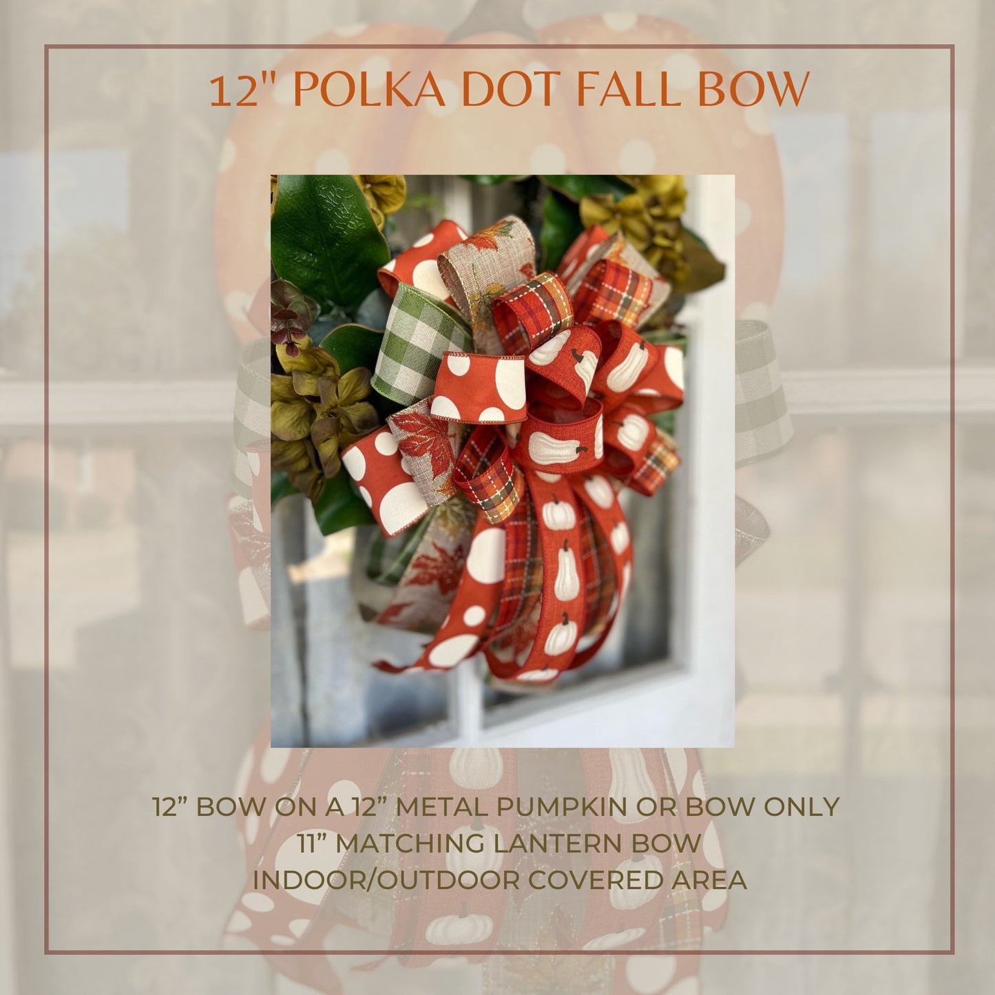 Fall Bow Polka Dot Fall Bow Farmhouse Bow Fall Pumpkin with bow for Front Door Thanksgiving Decorations