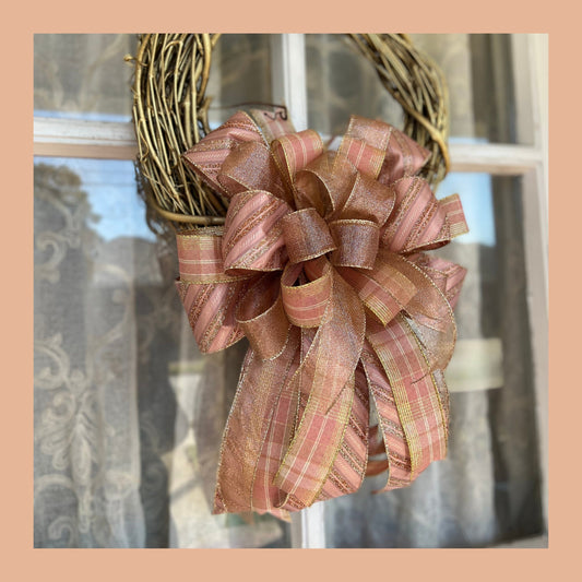 Christmas Bow Rose Gold WreathBow Victorian Tree Topper Rose Gold Christmas Decor
