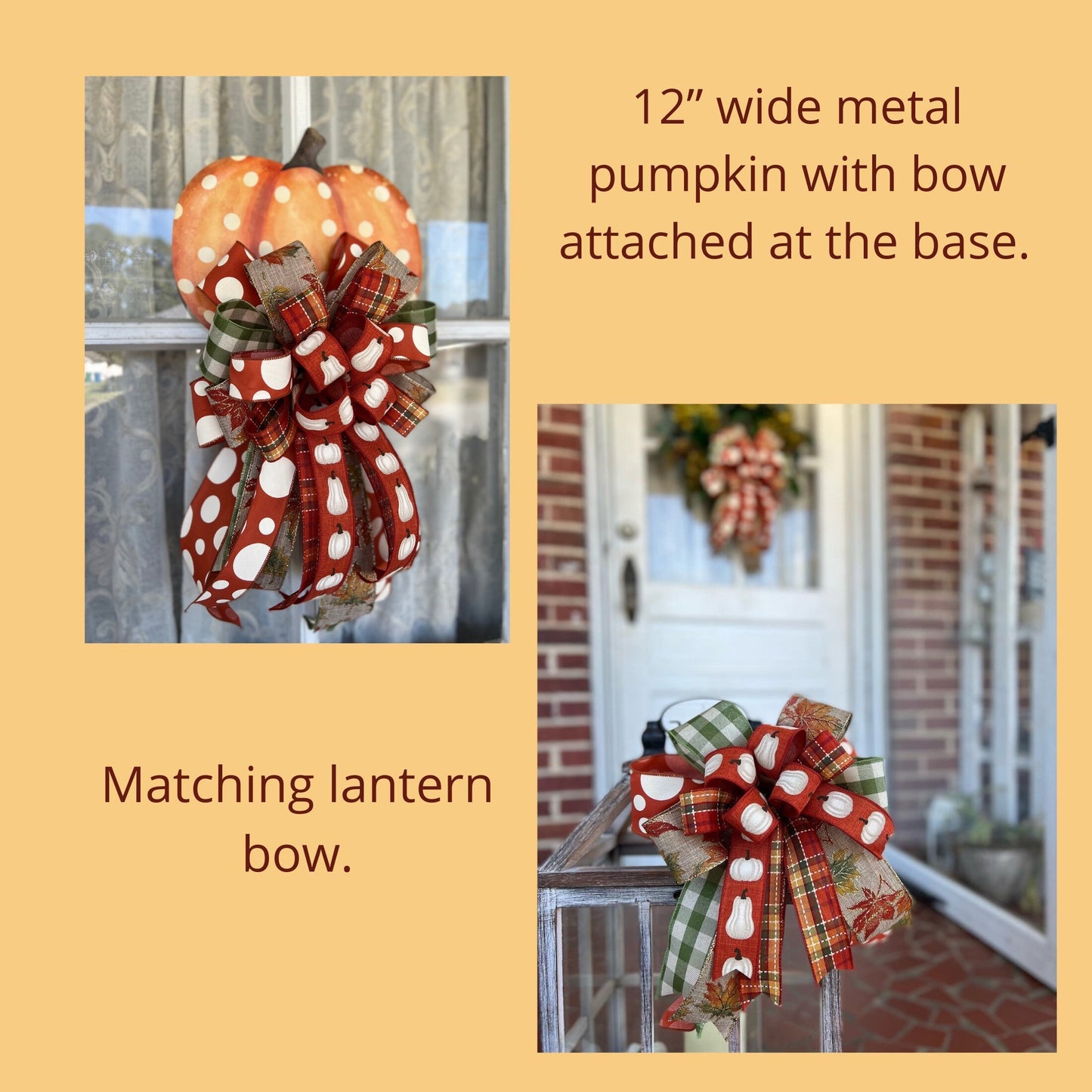 Fall Bow Polka Dot Fall Bow Farmhouse Bow Fall Pumpkin with bow for Front Door Thanksgiving Decorations