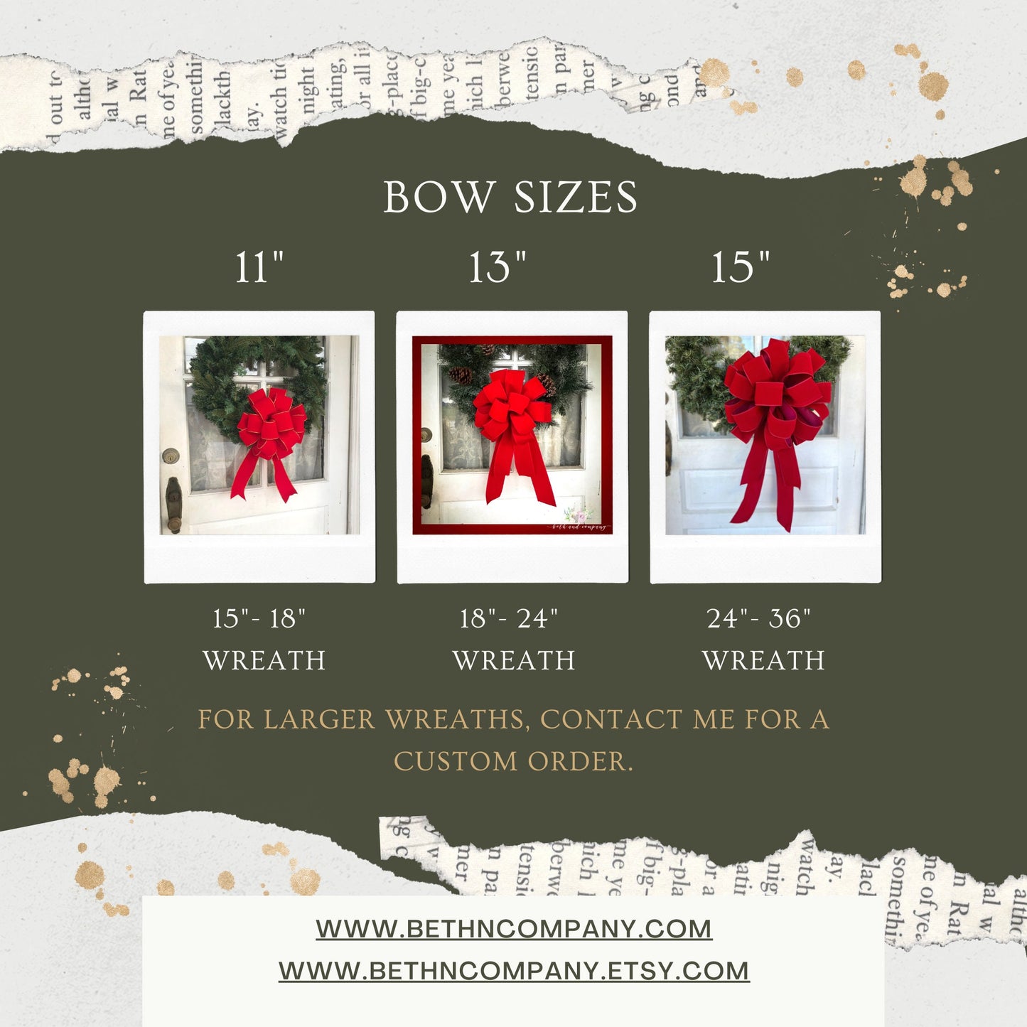 Christmas Bow OUTDOOR Scarlet Red Velvet Christmas wreath bow Weatherproof Christmas Bow 2.5" width wired ribbon Outside Christmas Bows