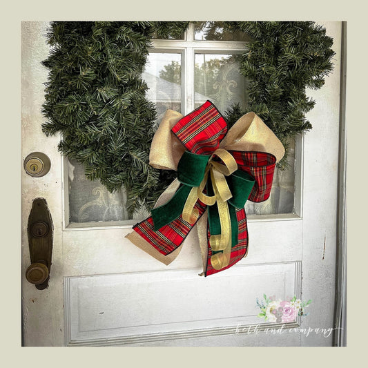 Christmas Bow Elegant Edinburgh Plaid Dupioni Bow