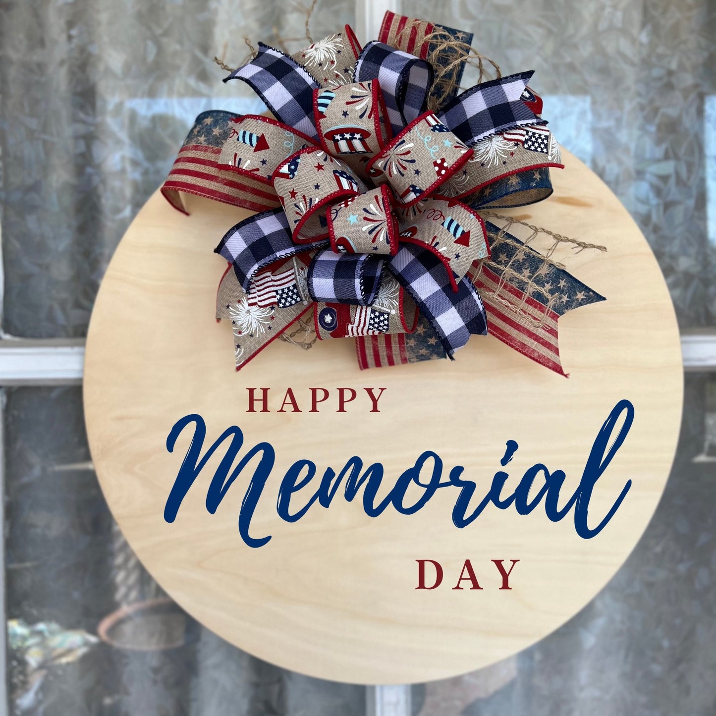 Round Patriotic Bow Stars and Stripes Wreath Bow Red White and Blue bow Fourth of July Decor Patriotic Decor Independence Day Decor Door Bow