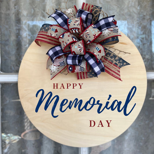 Round Patriotic Bow Stars and Stripes Wreath Bow Red White and Blue bow Fourth of July Decor Patriotic Decor Independence Day Decor Door Bow