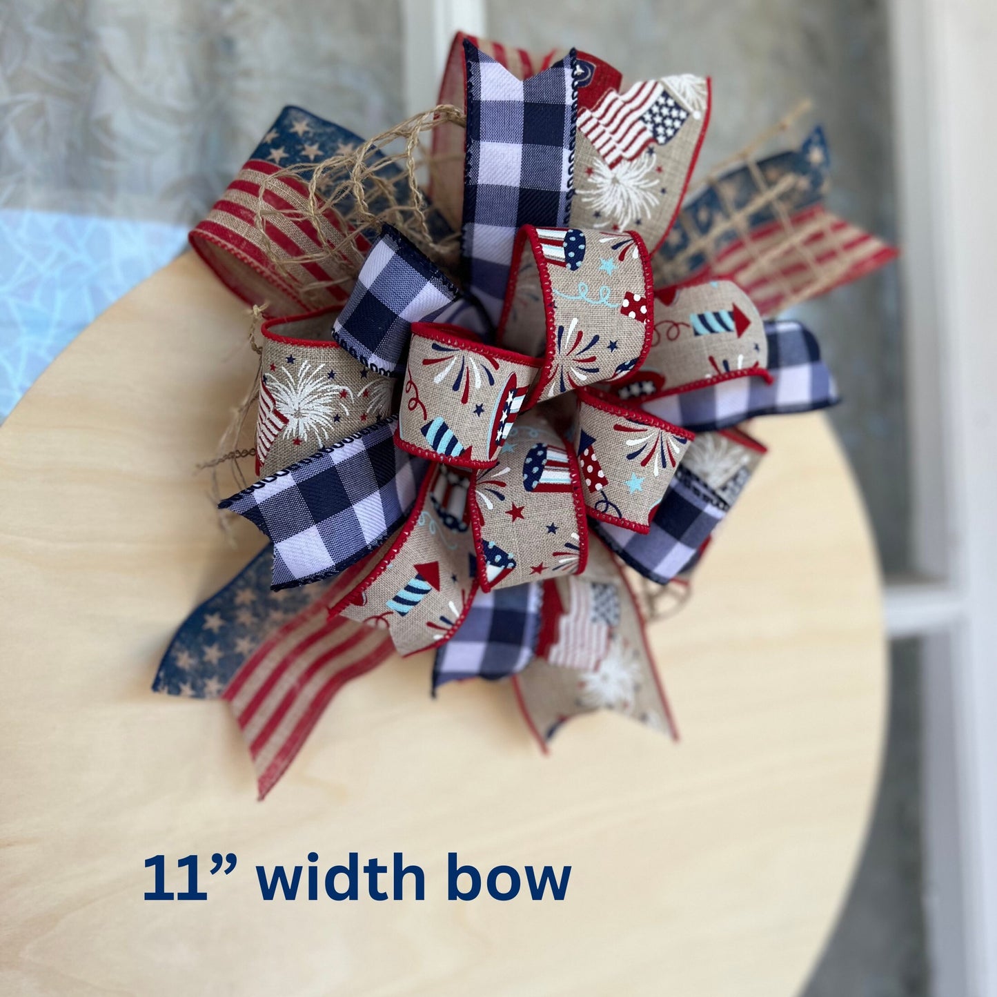 Round Patriotic Bow Stars and Stripes Wreath Bow Red White and Blue bow Fourth of July Decor Patriotic Decor Independence Day Decor Door Bow