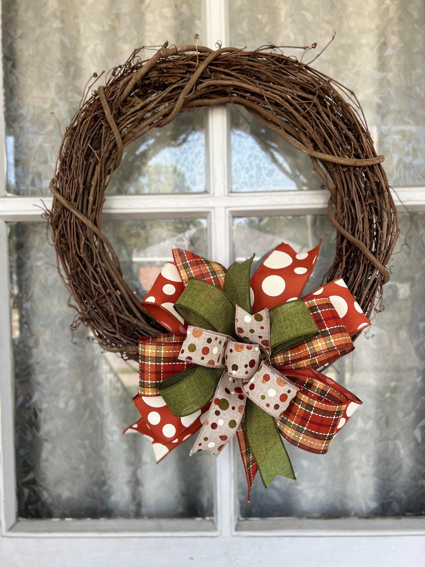 Fall Bow Mixed Ribbon Bow Fall Lantern or Wreath Bow Front Porch Decor