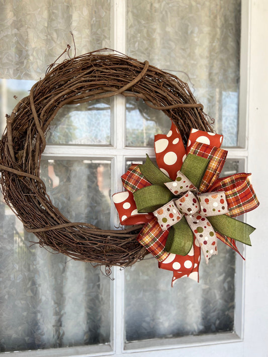 Fall Bow Mixed Ribbon Bow Fall Lantern or Wreath Bow Front Porch Decor