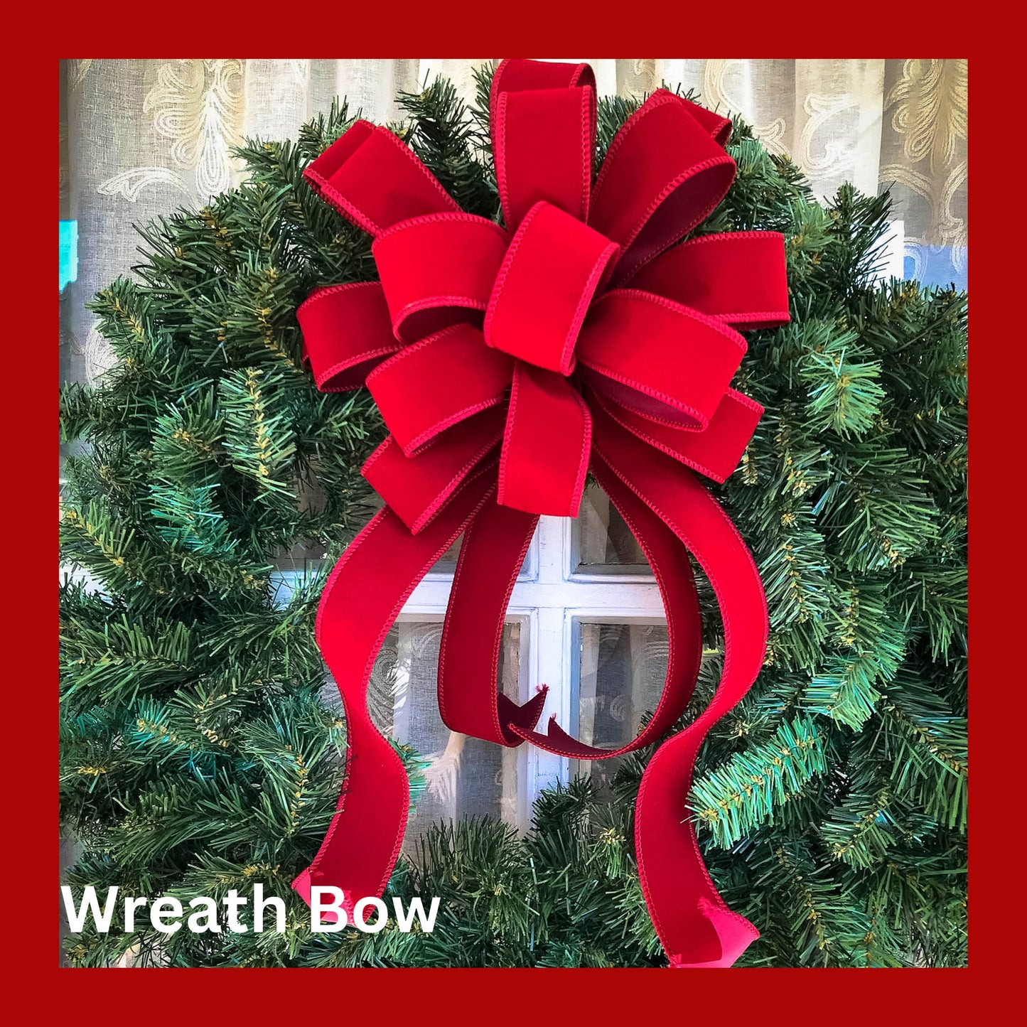 Christmas Bow INDOOR OUTDOOR Red Velvet Christmas Wreath Bow Red  Scarlet Red Christmas Decor Lantern Bow w/out liner Outside Christmas Bows